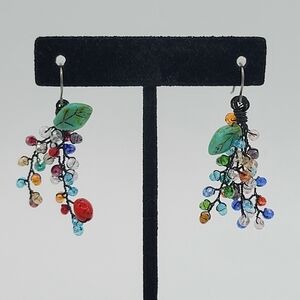 Earrings Wire Wrapped Multicolor Crystals #2122